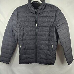 NWOT Nautica Reversible Puffer Jacket Men’s Heather Grey / Green High Neck Sz M